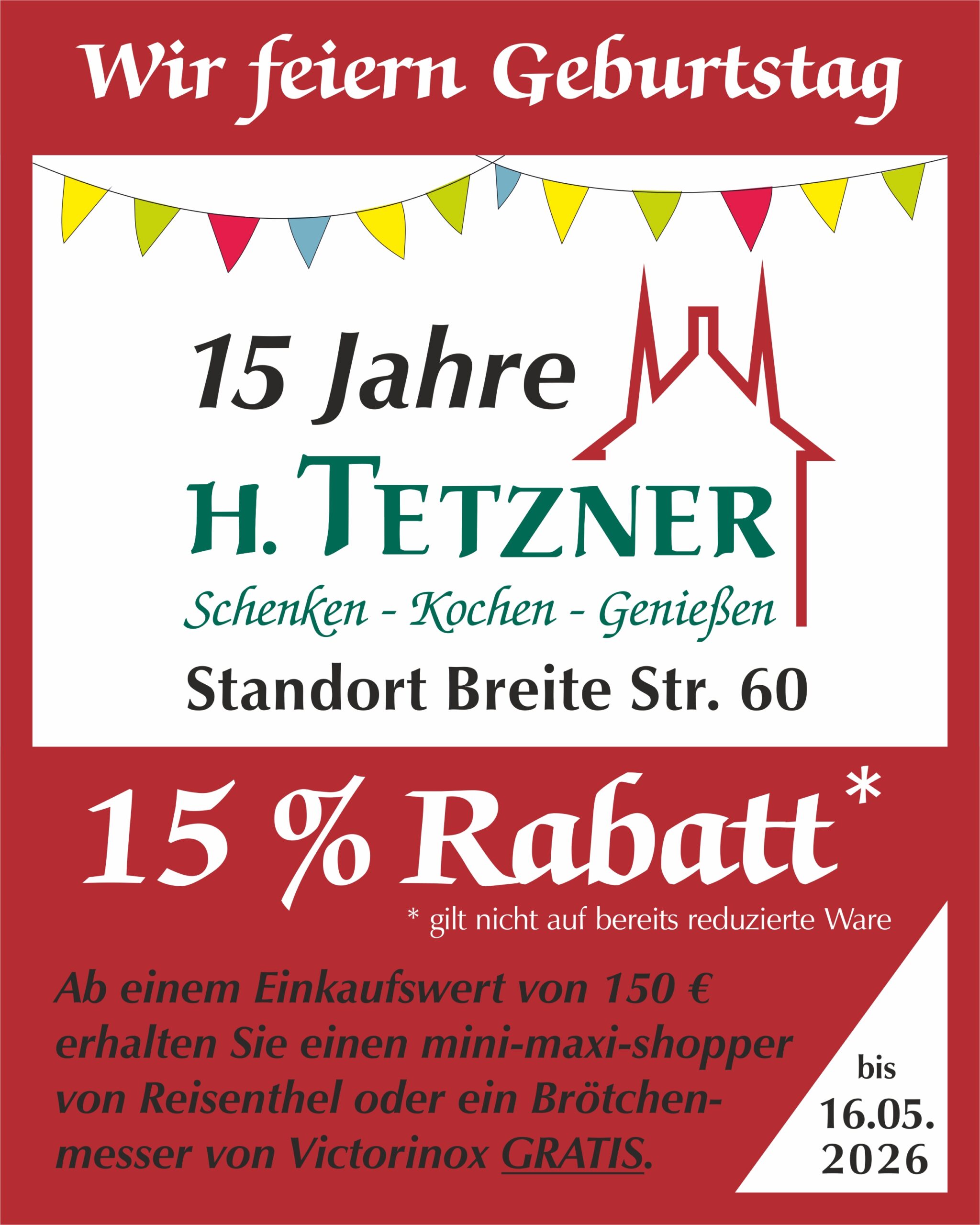 15 Jahre H. Tetzner – das möchten wir gemeinsam mit euch feiern!